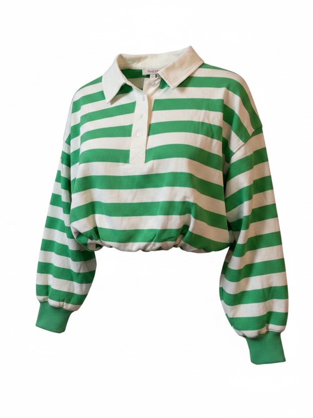Peach Love - Striped Cropped Rugby Polo Top